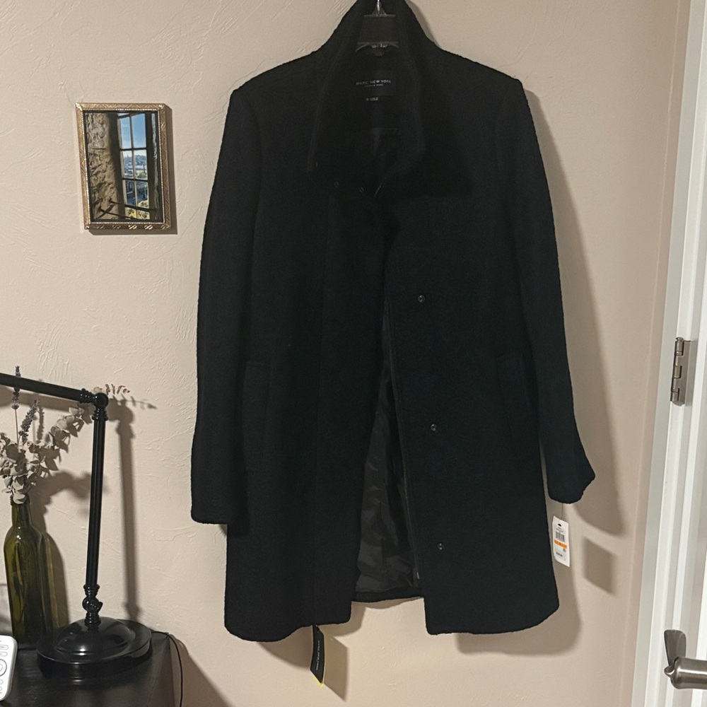Marc New York Classic Black Wool Coat